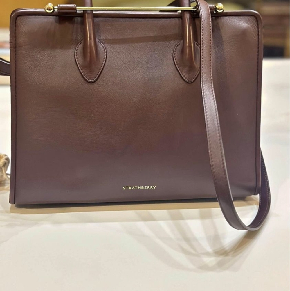 Strathberry Burgundy Midi Bag with Sophisticated Design 11.6" x 9.4" x 4.9"